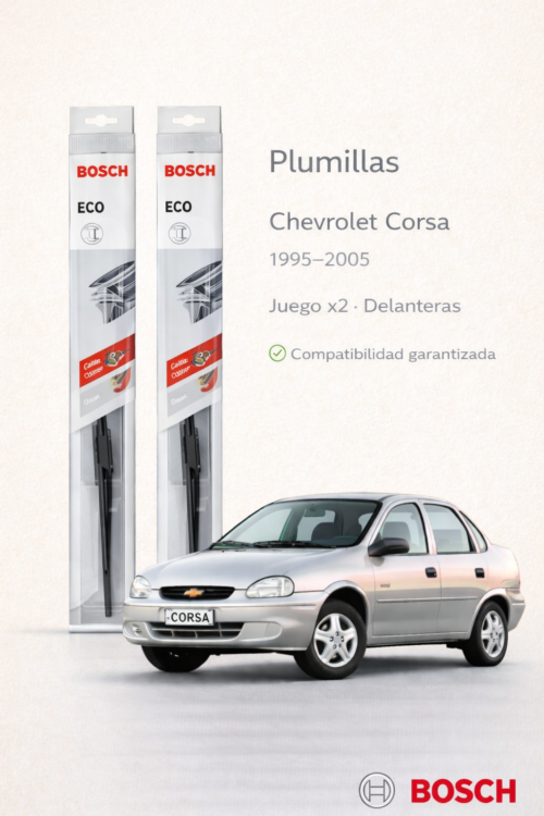 PLUMILLAS DELANTERAS CHEVROLET CORSA BOSCH ECO METÁLICA / JUEGO X2